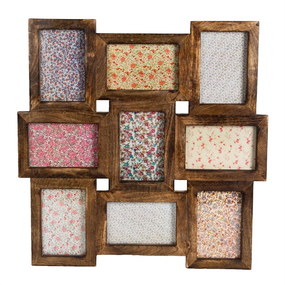 Wall Collage Rustic Wood Multi Photo Frame Dark